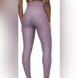 Lululemon Mauve Purple High Rise Running Leggings Size 8 Reflective Ankle